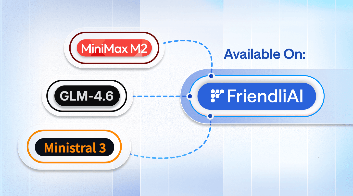 GLM-4.6, MiniMax-M2, and Ministral-3 Now Available on FriendliAI thumbnail